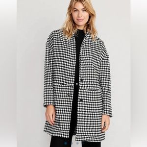 Houndstooth Long Line Cardigan Coat